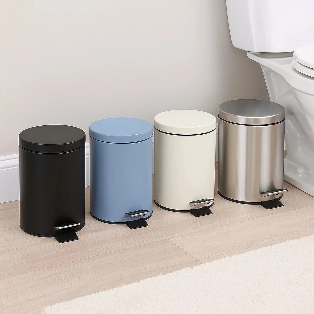 Lixeira Redonda Com Pedal Antiderrapante Branco Preto ou Cinza 3 litros Sujeira Lixos Cozinha Casa