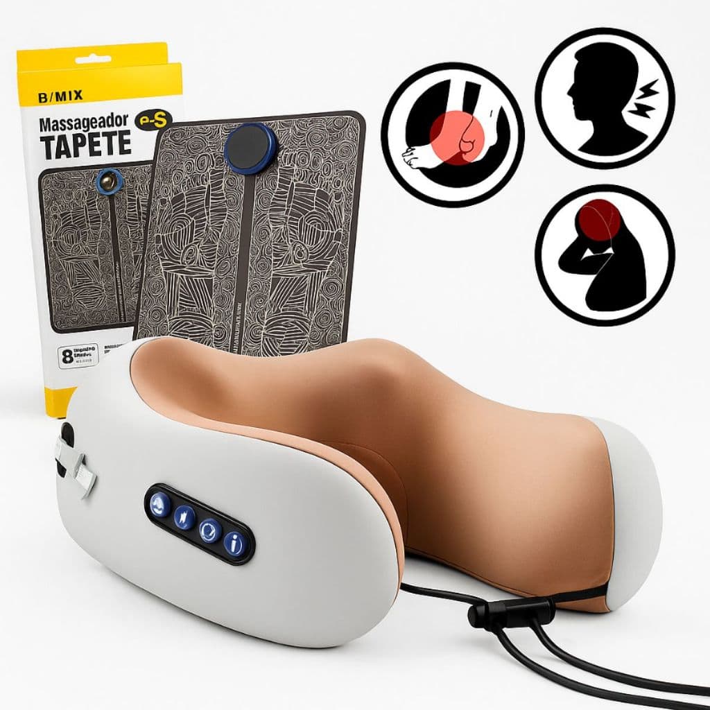 Massageador De Pescoço Lombar Cervical Travesseiro de massagem Bivolt Almofada Relaxamento e Tapete Massageador para Pés