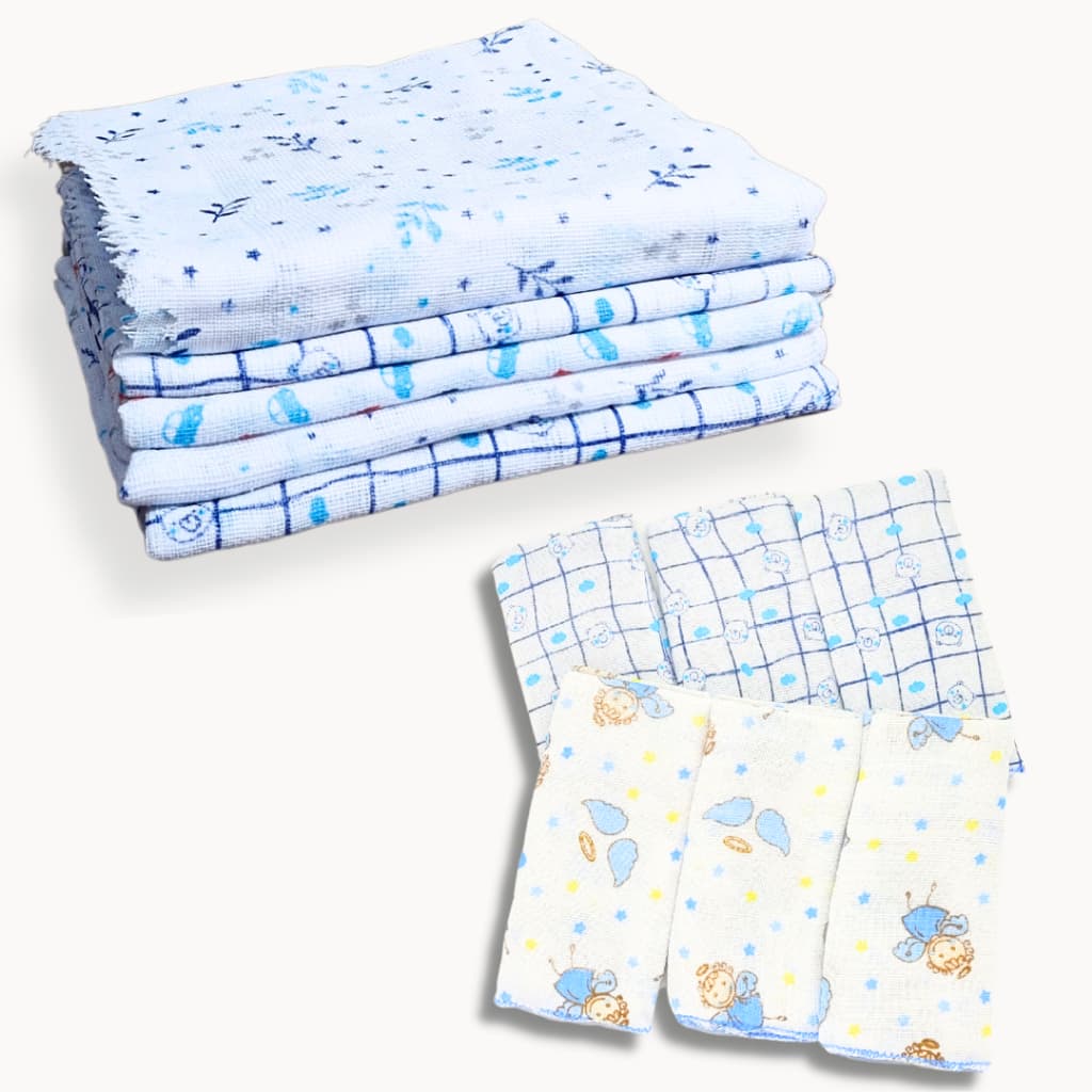 Fralda de pano para bebê 100% algodão luxo 5 un 70 x 70cm  e 6 pano de boca babete babinha bebê kit 11 pçs