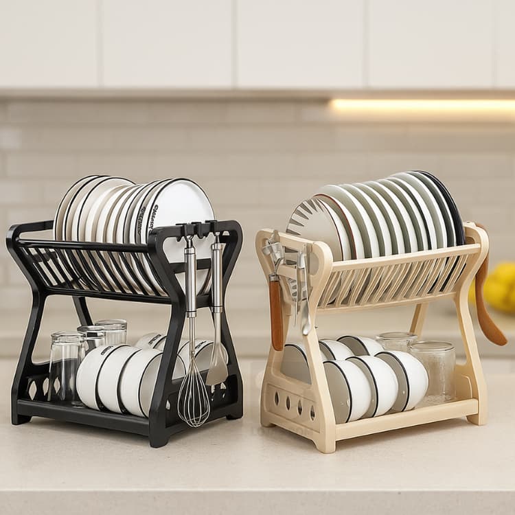 Escorredor Organizador de Louças Copos Talheres Preto ou Branco Rack Cozinha Organizador Pia Bancada