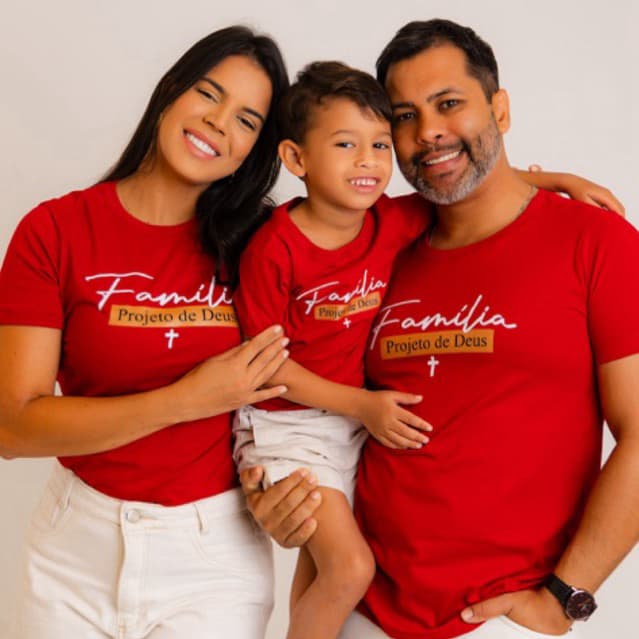 Camisetas família projeto de Deus natal feminina masculina e infantil algodão