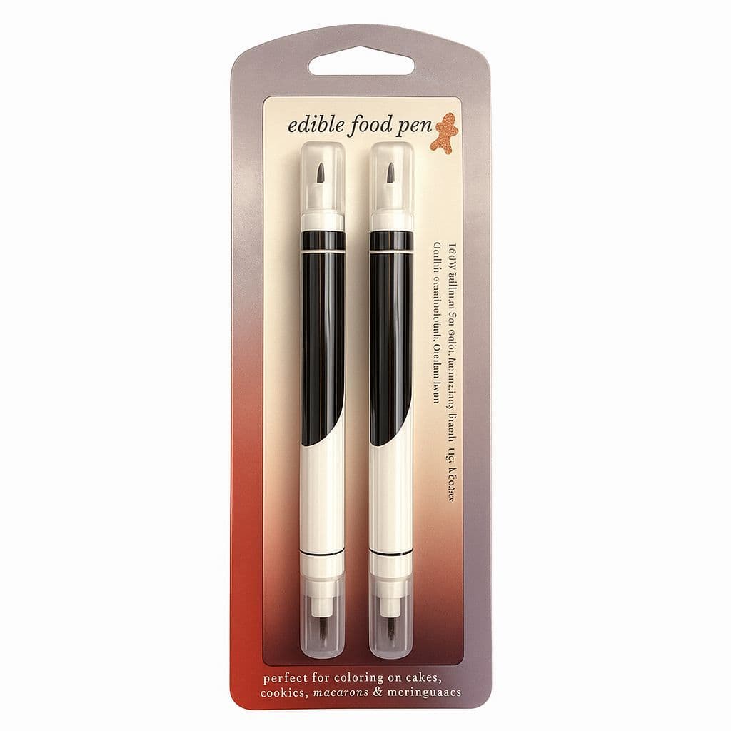 Kit 2 Unidades Caneta Comestível Preta Ponta Dupla Fina Grossa Confeitaria Decoração Cozinha