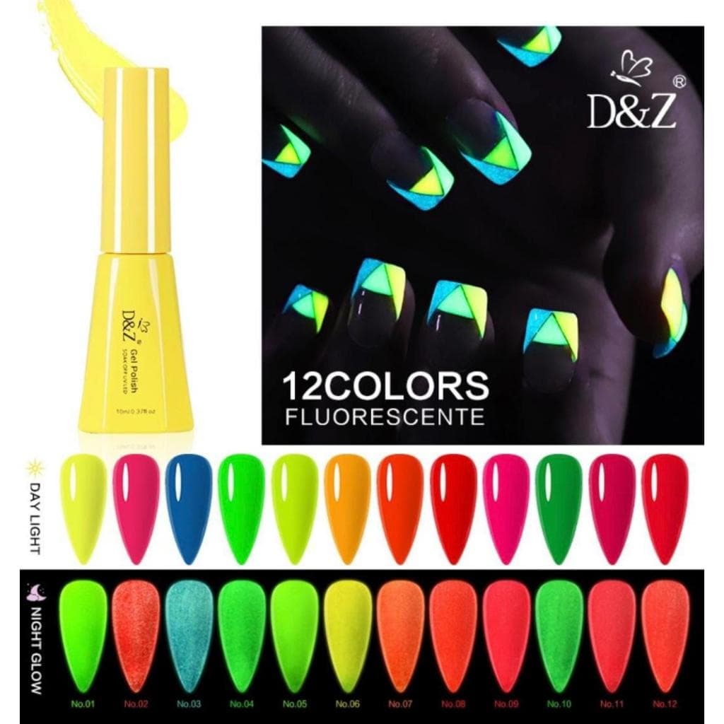 Esmalte em Gel DeZ Luxo 1 unid cores Coleção Neon Fluorecente D&Z 12ml