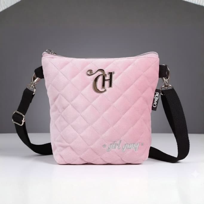 Bolsa e Pochete 2 Em 1 Menina Capricho Veludo Rosa 11313 - Oficial Original
