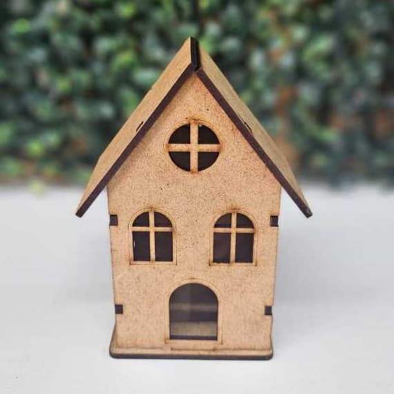 Casinha Em Mdf 3mm Decoração Maquete Artesanato Pintura