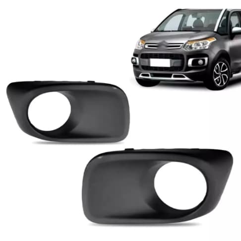 GRADE MOLDURA MILHA C3 AIRCROSS 2012 2013 2014 2015 2016 ESQUERDA COM FURO MILHA