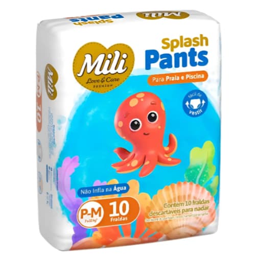 Fralda Mili Splash Praia E Piscina - P/M Com 10 Fraldas PROMOÇÃO