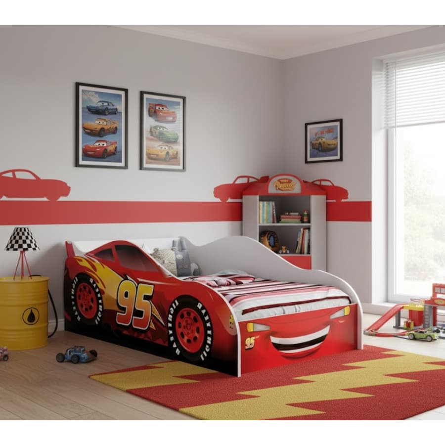 Cama Carro Solteiro Montessoriana Infantil Meninos Adesivada Diversos Personagens MDF Quarto - AV