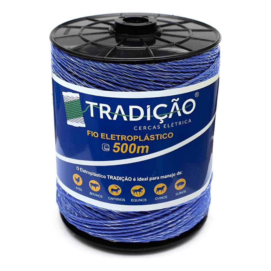 Fio Eletroplástico P/ Cerca Elétrica Rural Aço - Rolo 500