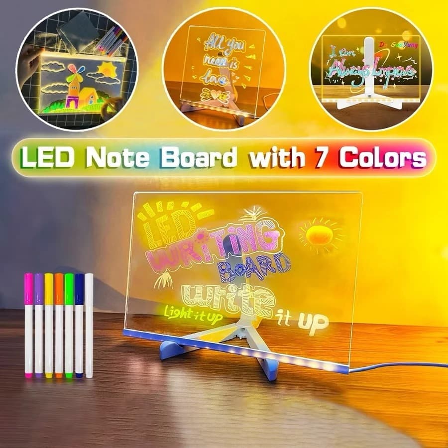 Luminária LED Escrever Abajur 3D 20X2030X20quadro de notas tela pra escrever decoração quarto sala casa em acrílico