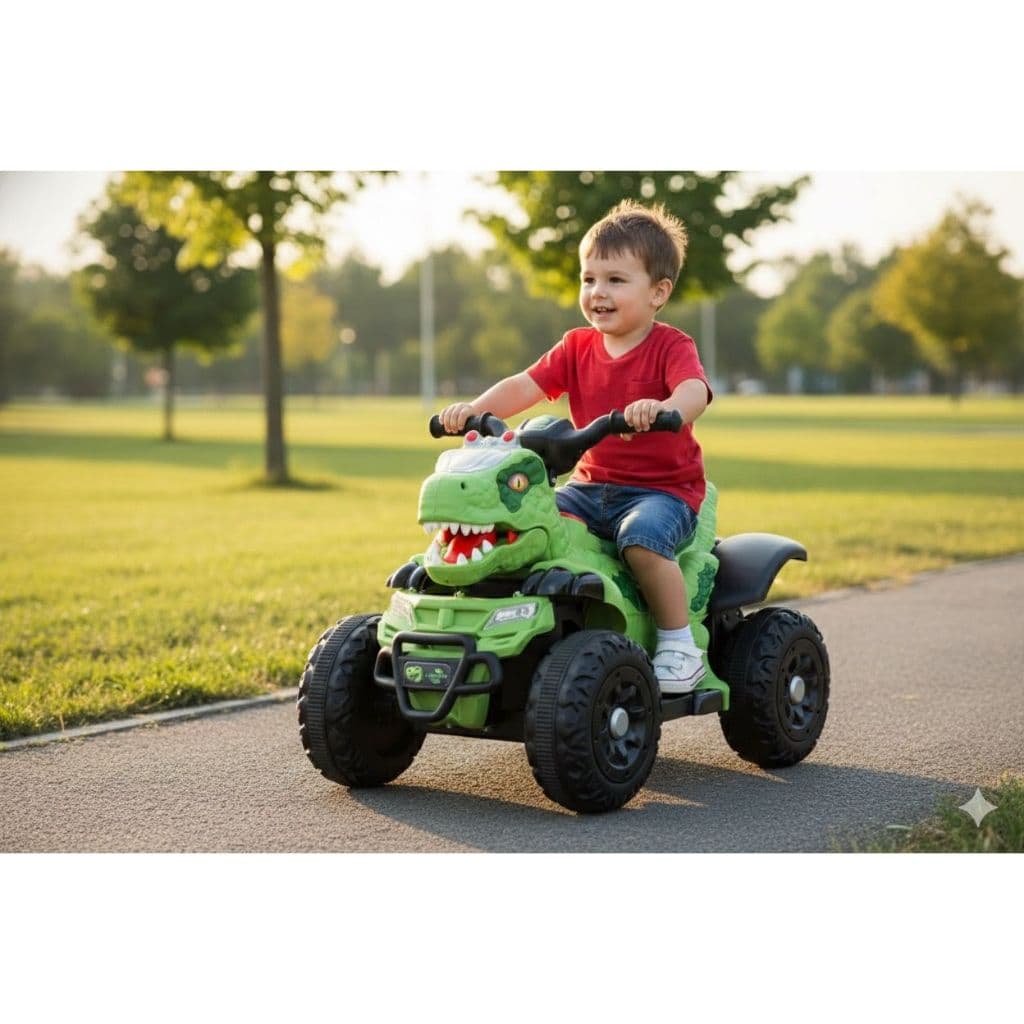 Quadriciclo Elétrico Infantil 6V Dinossauro Rex Cor Verde
