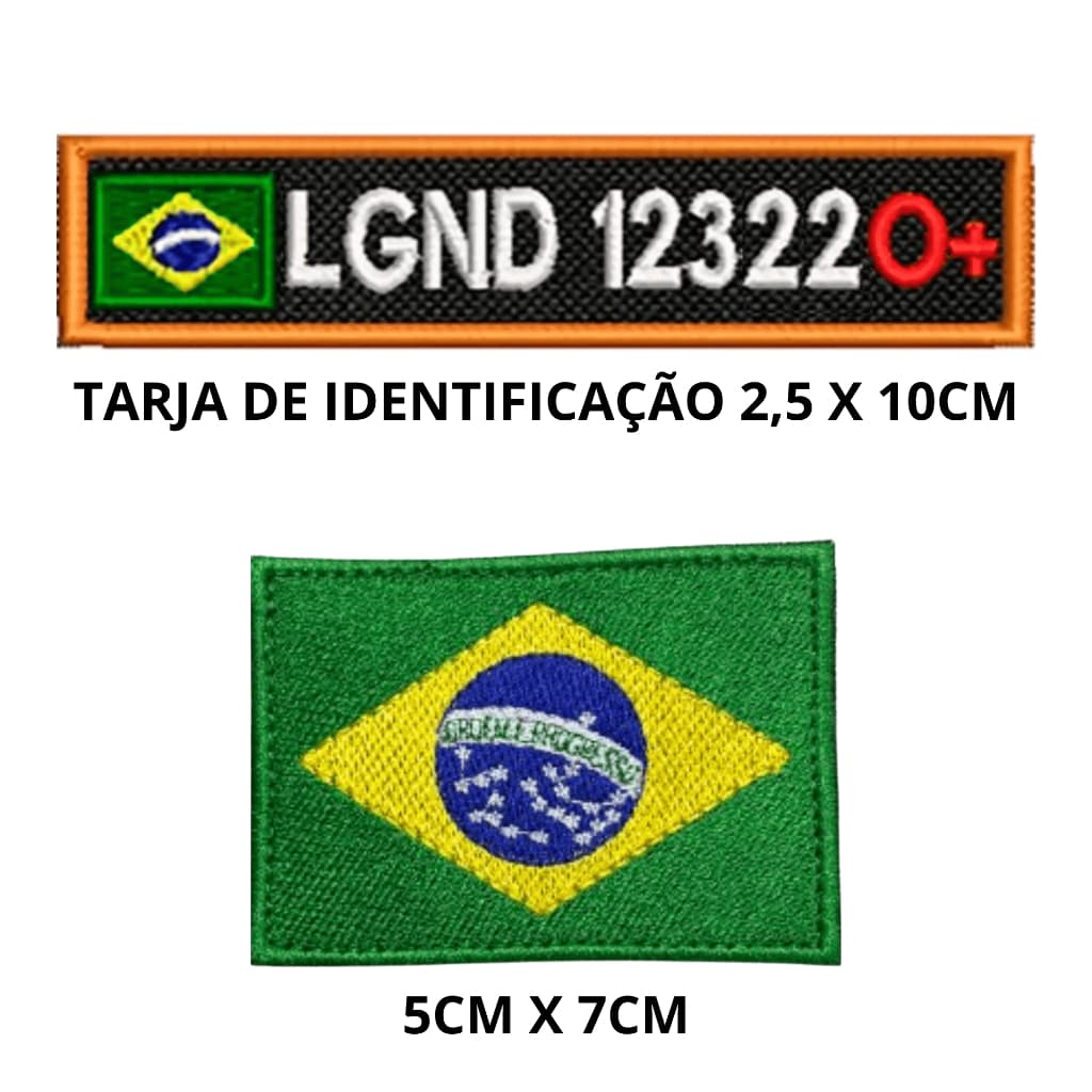 Kit Tarjeta Bordada 3D Personalizada legendários com Bandeira do Brasil bordada Premium Oficial