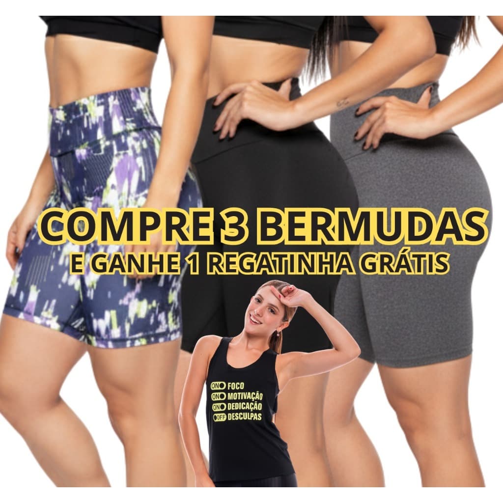 kit c/3Bermudas feminina,confortável,estilo,treino,yoga,corrida,atividade física bermuda ,academia.