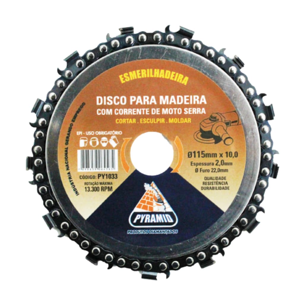 Disco Para Madeira Com Corrente Moto Serra 115mm furo 22,0