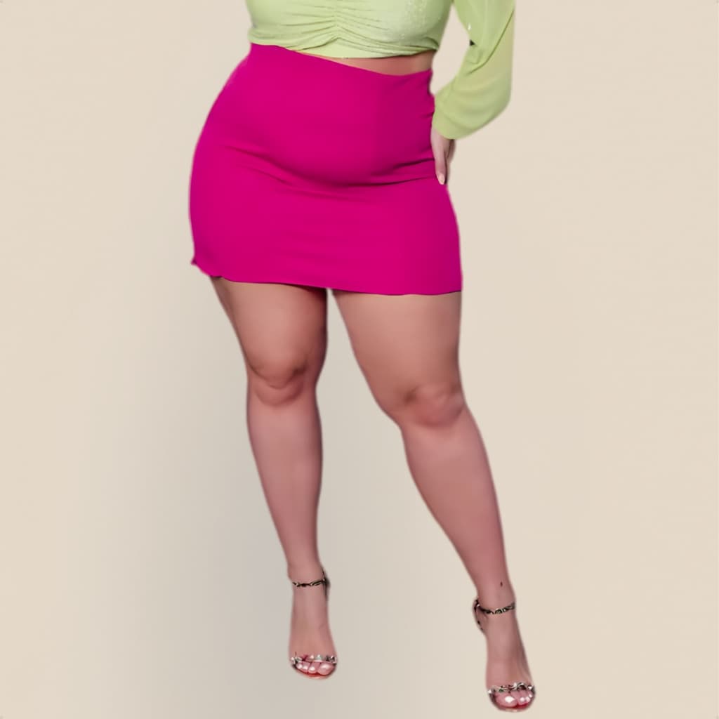 Saia Plus Size Alfaiataria Cintura Alta
