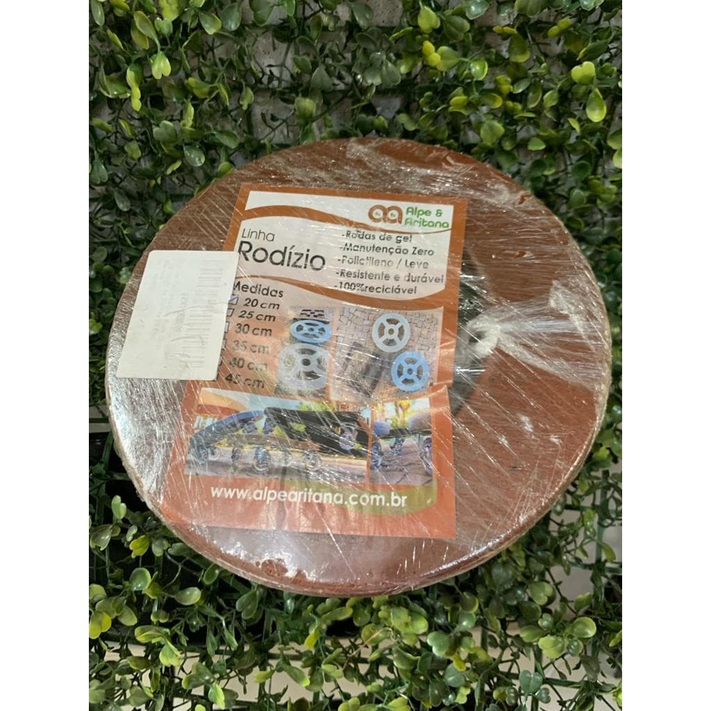 SUPORTE REDONDO COM RODAS - 20 cm -PARA VASOS PLANTAS - MARROM - ALPE & ARITANA