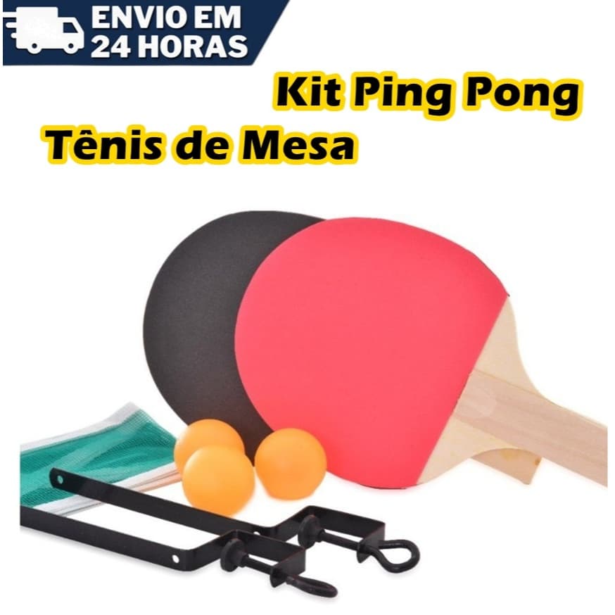 Kit Ping Pong Tenis de Mesa 2 Raquetes + 3 Bolinhas + 1 Rede Diversão em Familia Presente