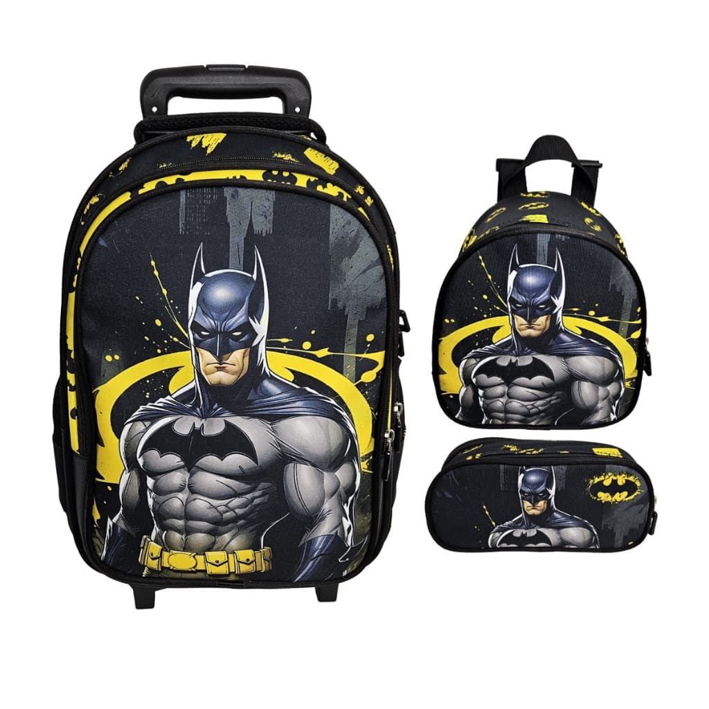 Kit Mochila Escolar Rodinha, Batman, Lancheira Estojo Batman