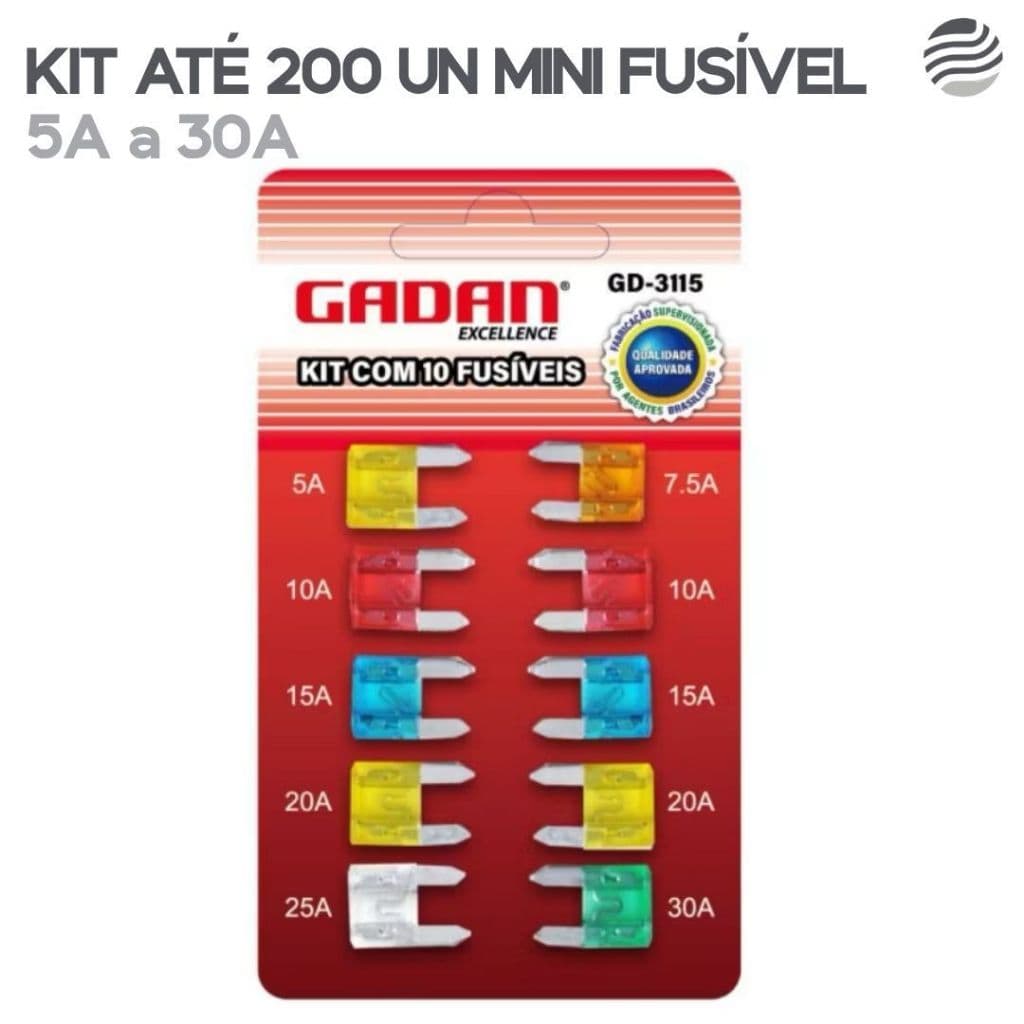 Kit Até 200 Mini Fusíveis Automotivos 5A a 30A | Lâmina Universal Reposição Elétrica Veicular