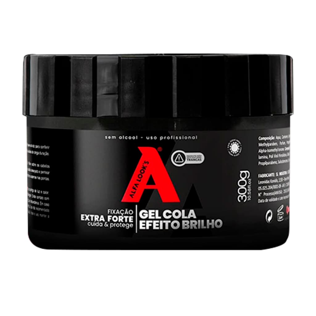 Gel Cola Extra Forte Efeito Brilho Alfa Look's 300g
