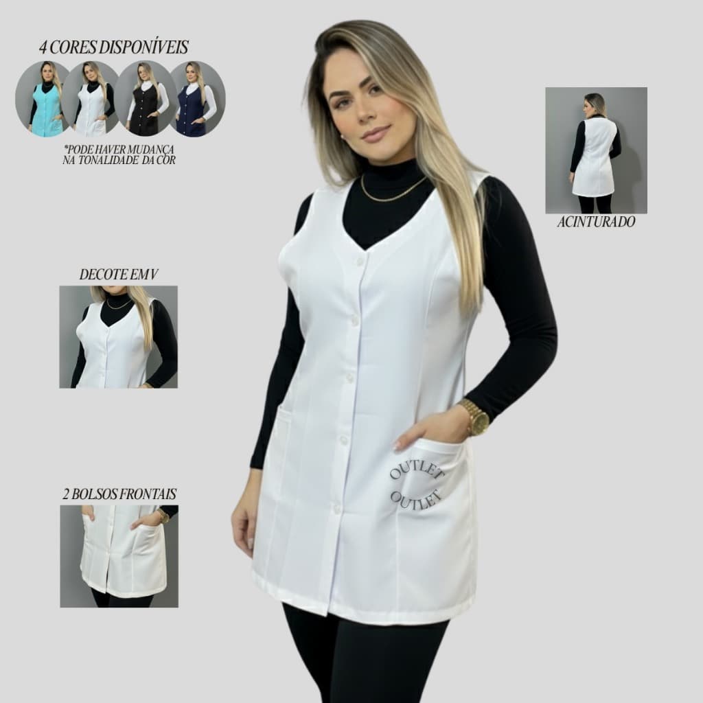 Jaleco Avental Professora Regata Manicure Plus Size- Dubai