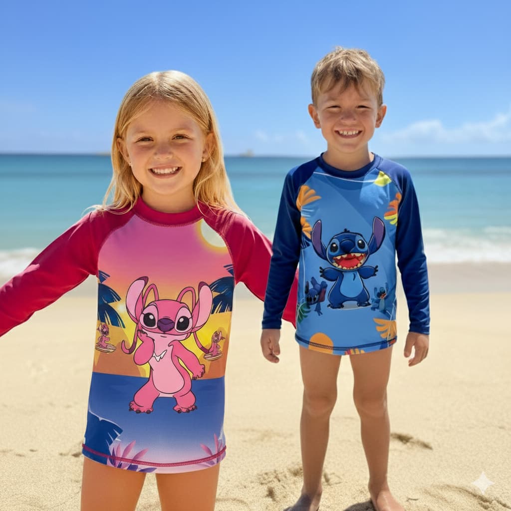 Camisa Infantil Personagens Proteção Solar UV50+ Blusa Térmica Menino Menina