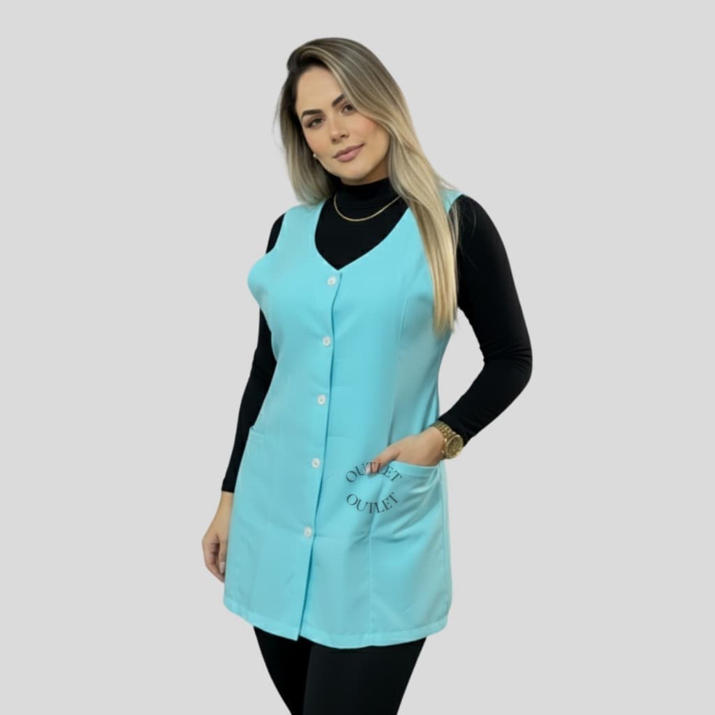 Jaleco Feminino Para Clínica Estética Avental Botão G1-dubai