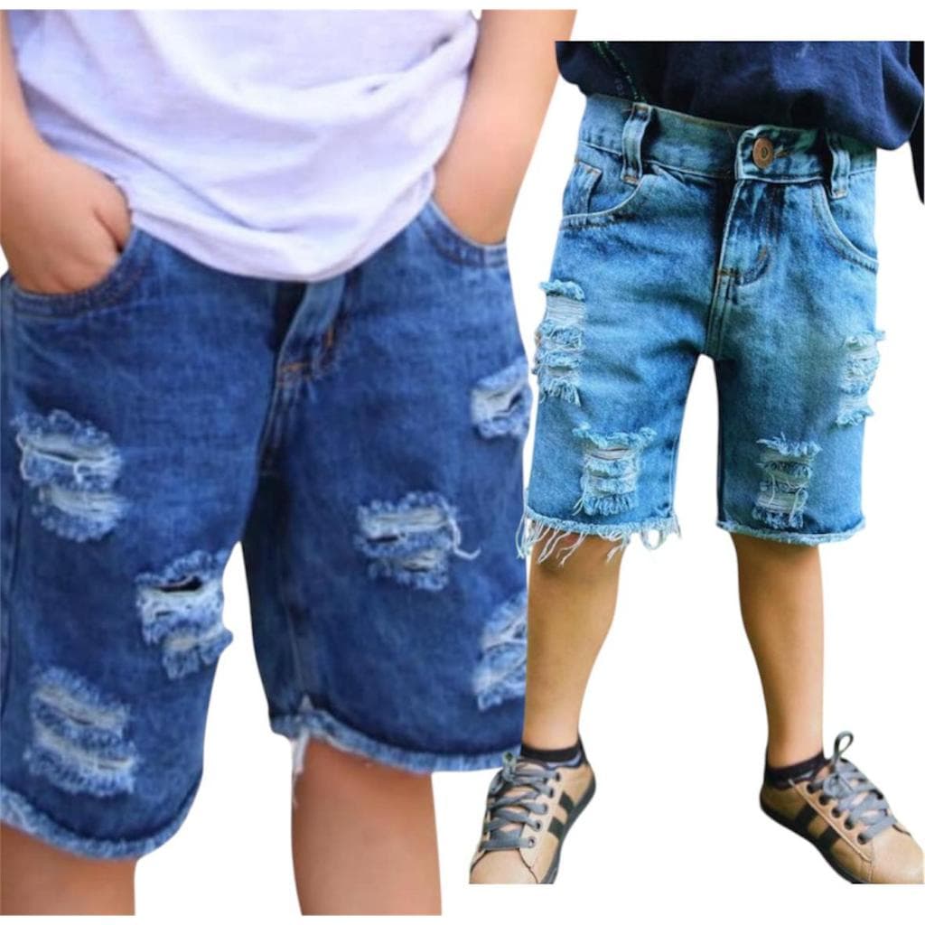 Bermuda Jeans Infantil Destroyed – Estilo Leve e Confortável para o Verão