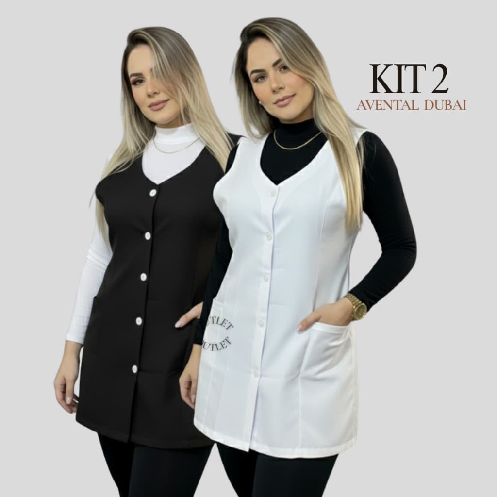 Kit 2 Jaleco Regata Professora Manicure Plus Size G1-dubai