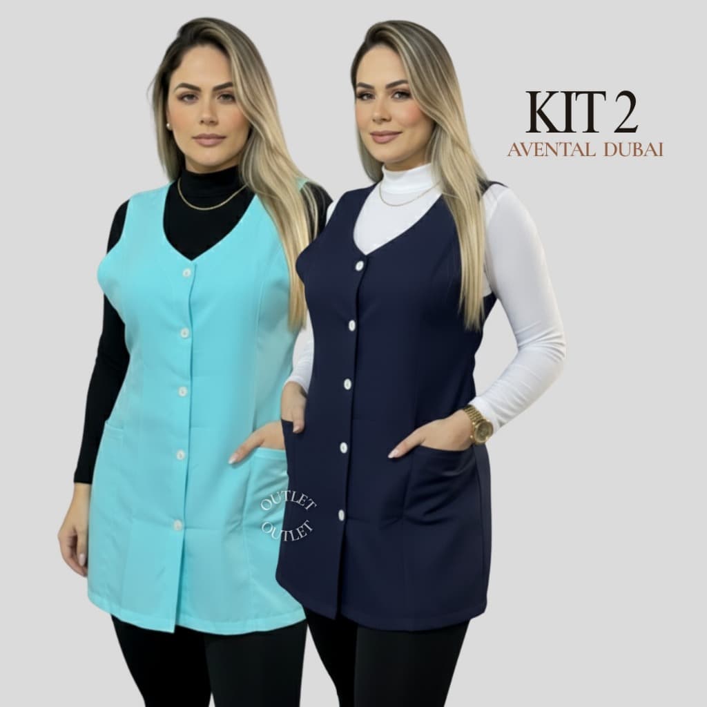 Kit 2 Jaleco Feminino Regata Sem Manga Oxfordine Plus -dubai