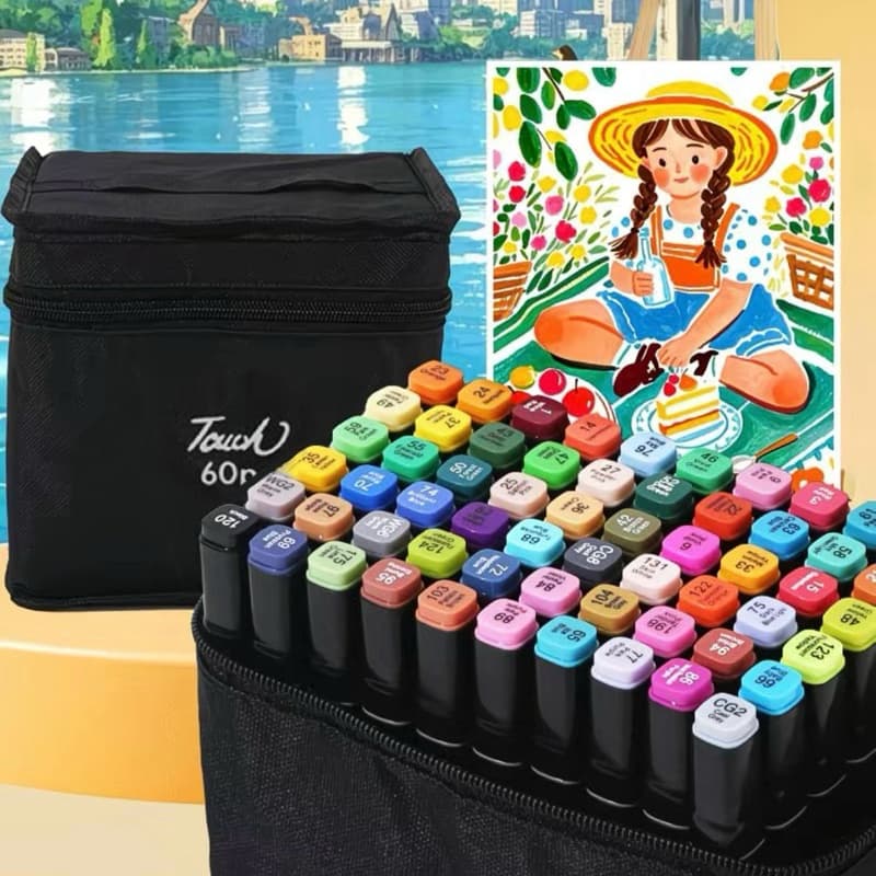 120/100/80/60/48/24/Cores Touch Caneta Marcadora C/ Ponta Dupla/Pintura De Arte/Material Escolar