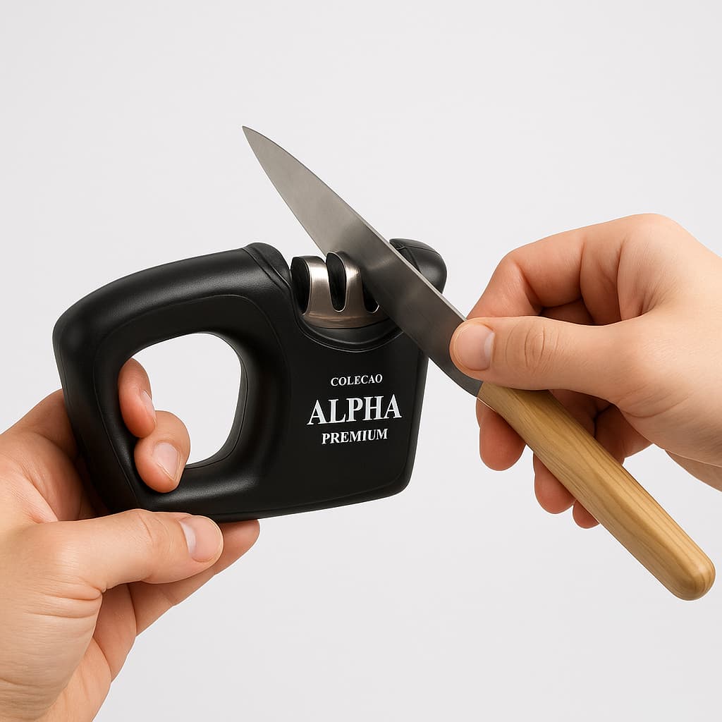 Afiador Faca 3 Estágios Lâminas Duráveis Profissional Cozinha Preto