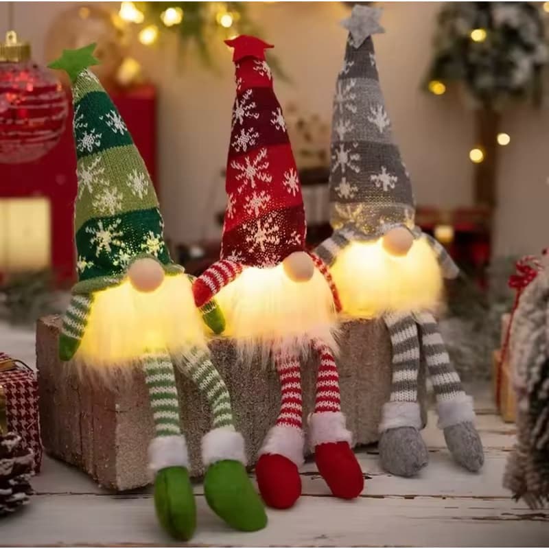 Gnomos de Natal, brilhantes, decoração com led,33 CM,várias cores,ano novo,boneca, sem rosto.