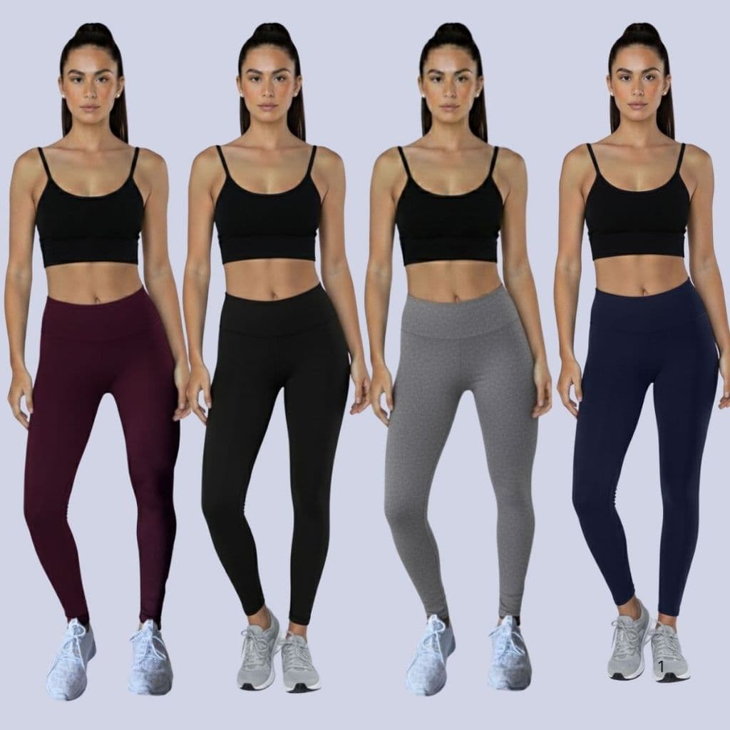 Kit Legging Fitness Premium Cintura Alta Sem Transparência Confortável e Estilosa Para Academia Treino Fit