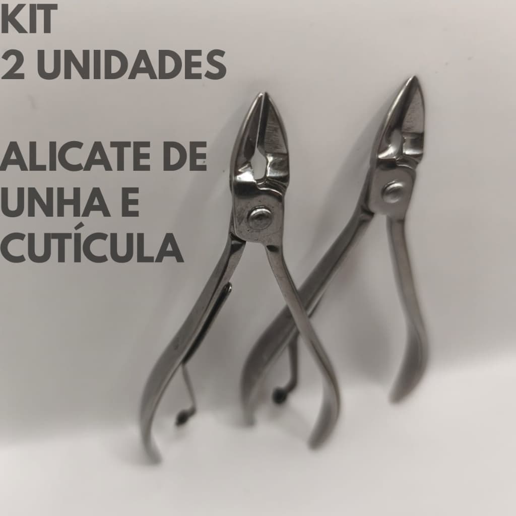 Kit 2 Alicates de Unha Corte Cuticula Unha de Gel Postiça Profissional Corte Afiado