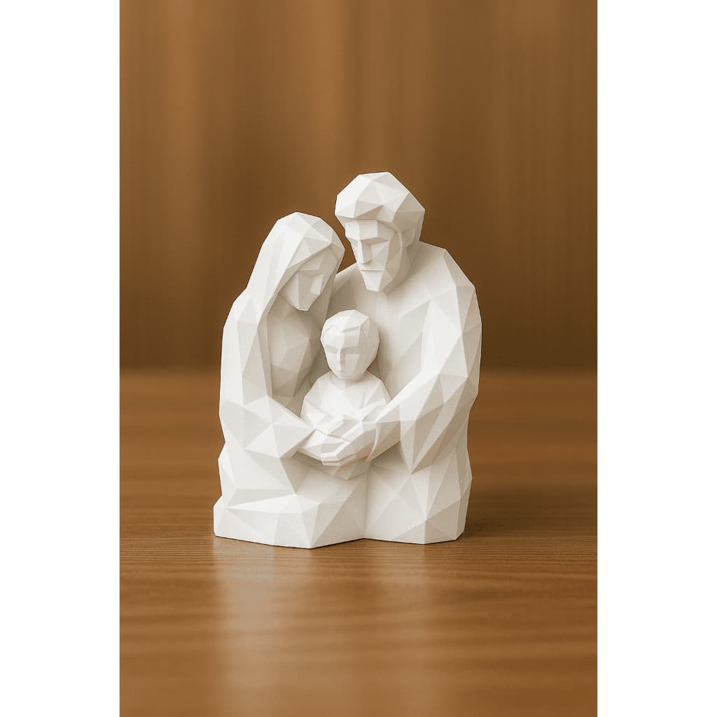 Escultura busto estatua sagrada família geométrica decoração moderna religiosa arte presente  fé