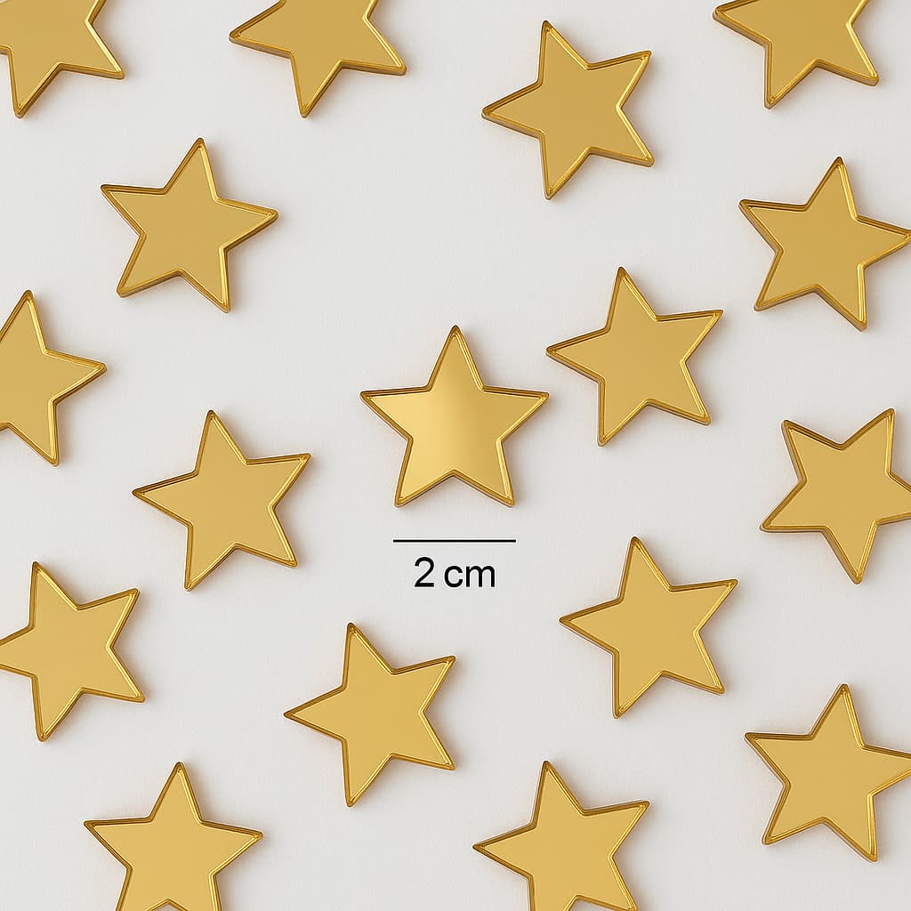 30/50/80 Mini Apliques Estrela 2cm em Acrílico p/ Decoração Acabamentos Laços Artesanatos