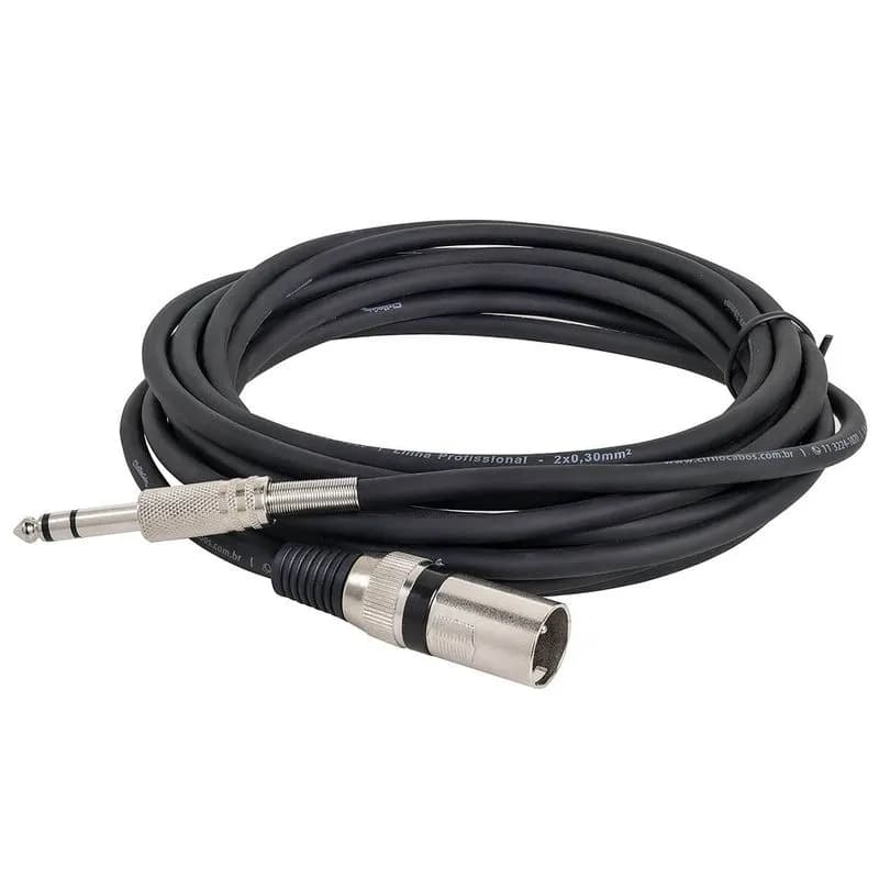 Cabo P10 Stereoo XLR Macho 6 Metros – Som Profissional e Alta Qualidade