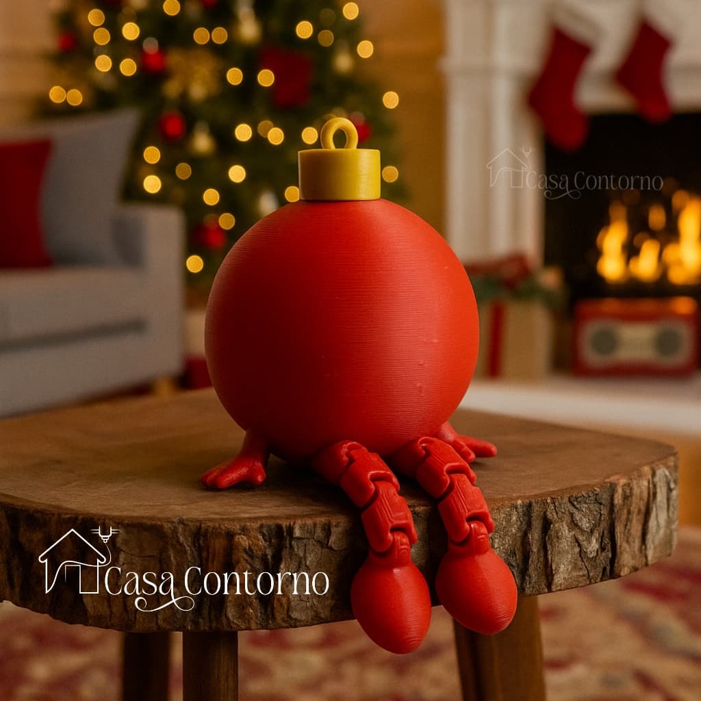 Bolinha de Natal com Perninhas Articuladas – Enfeite Natalino