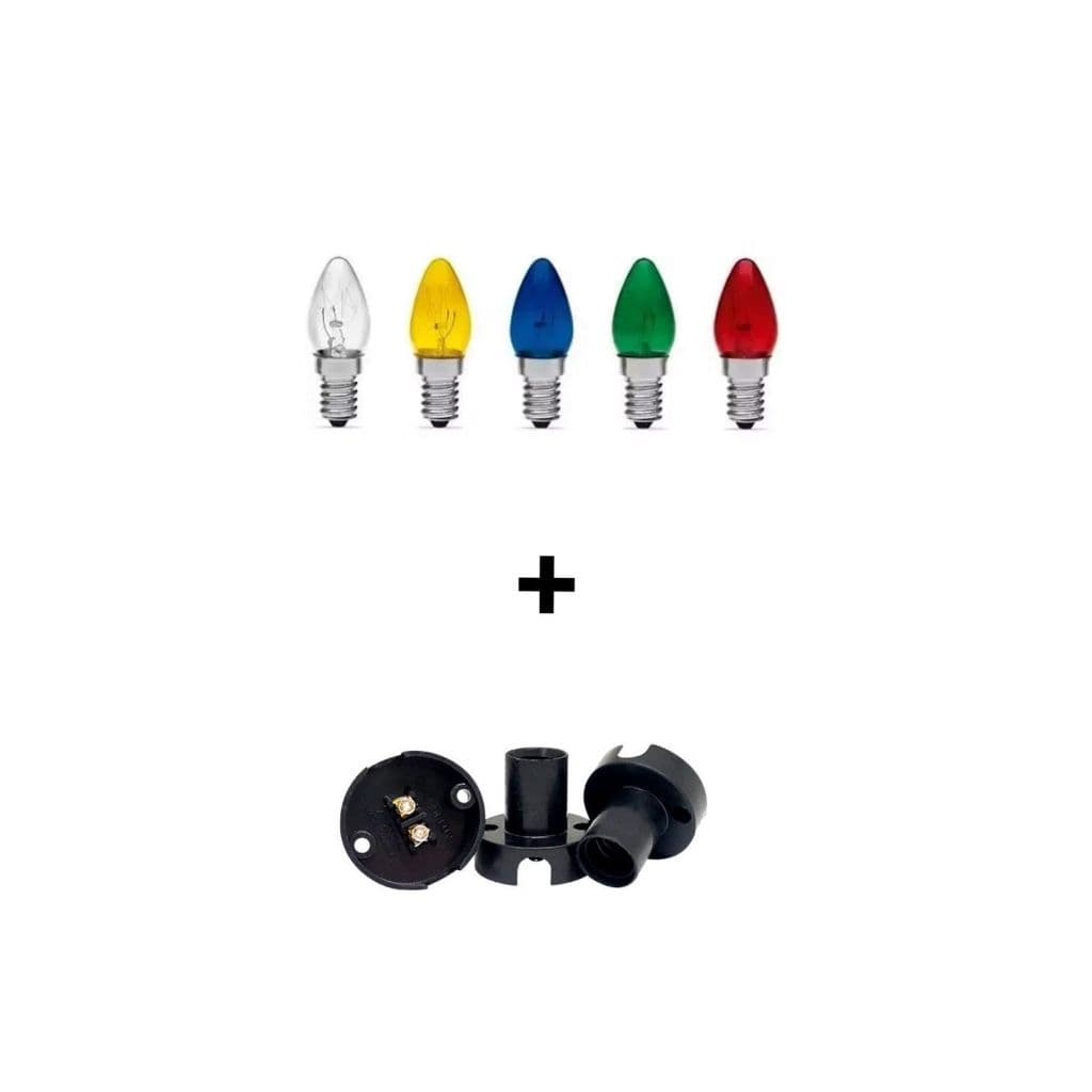 Lâmpadas Incandescente Chupeta 7w E14 - CORES + SOQUETE E-14 COM BASE