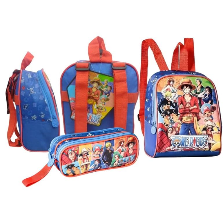 Kit Escolar One Piece Clio com Lancheira Térmica + Estojo Duplo – Vem Ser Rei dos Piratas!