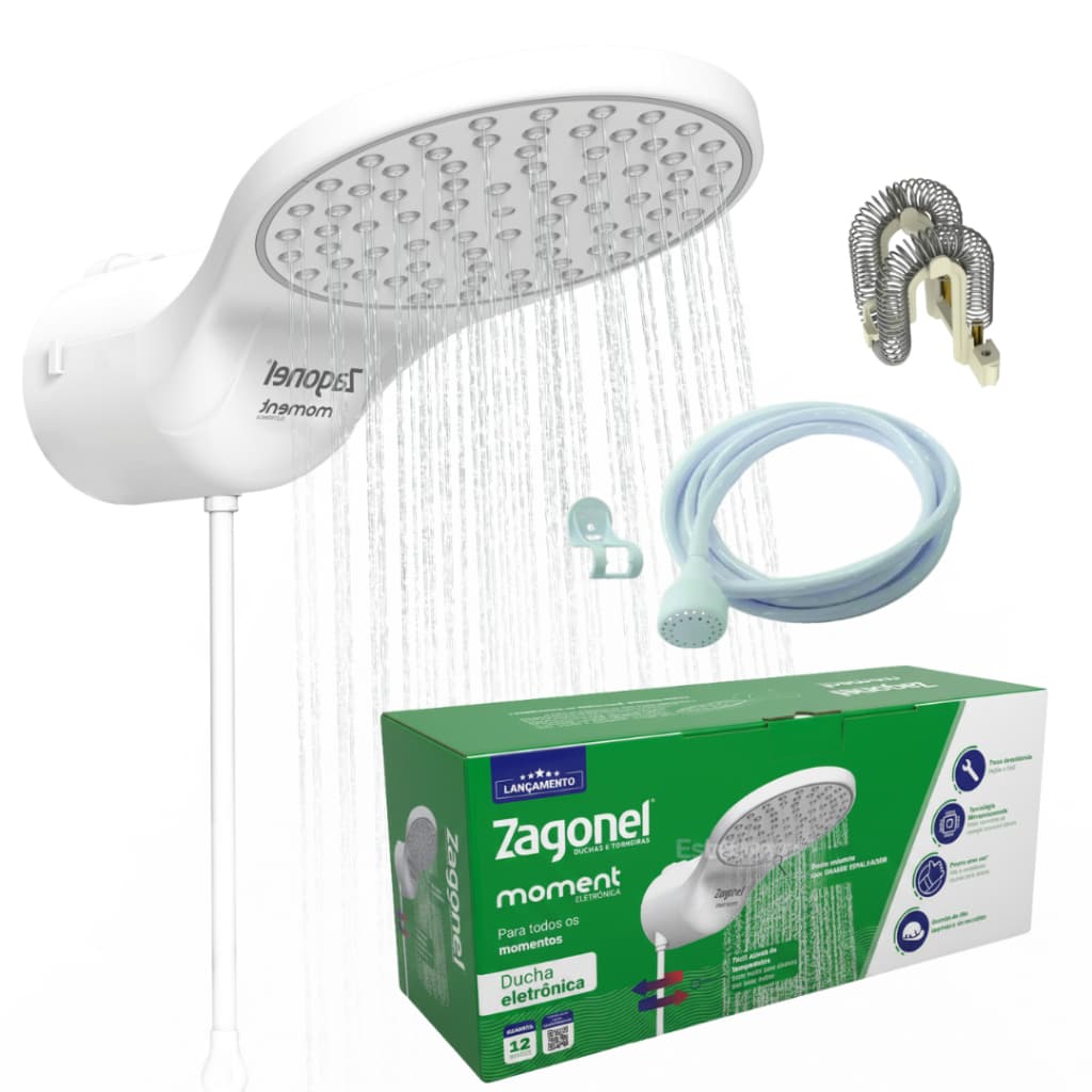 DUCHA CHUVEIRO ELÉTRICO ELETRÔNICO MOMENT FORTE AQUECIMENTO ZAGONEL