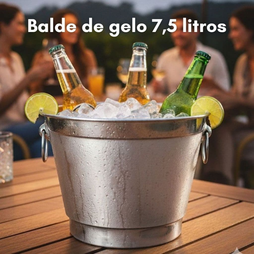 Balde de gelo, balde de gelo 7,5 litros, balde de gelo grande, balde de aluminio, balde de inox