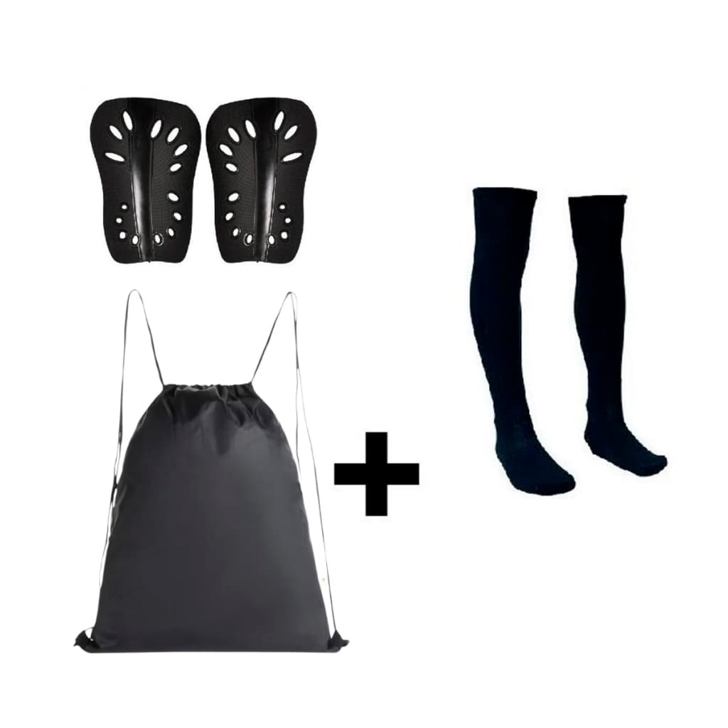 Kit Esportivo com Caneleira + Meias Longas + Mochila Preta para Treino