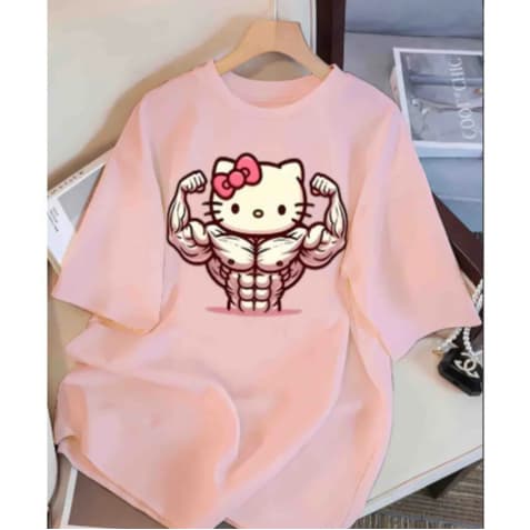 Camiseta Camisa Gym Treino Academia Tshirt Feminina Estilosa 100% Algodão Oversized Hello K