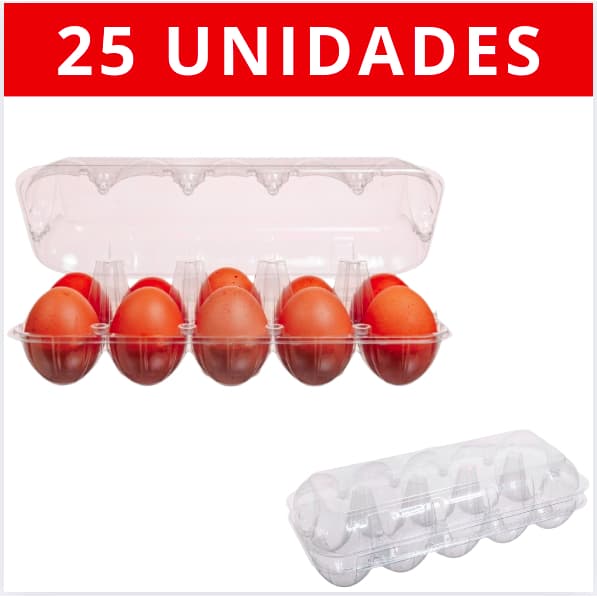 Embalagem Para 10 Ovos de Galinha Com 25 Unidades