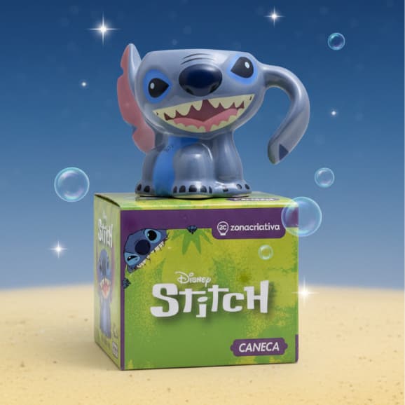 Caneca Stitch Formato 3D 250ml Alça Na Orelha Oficial Disney