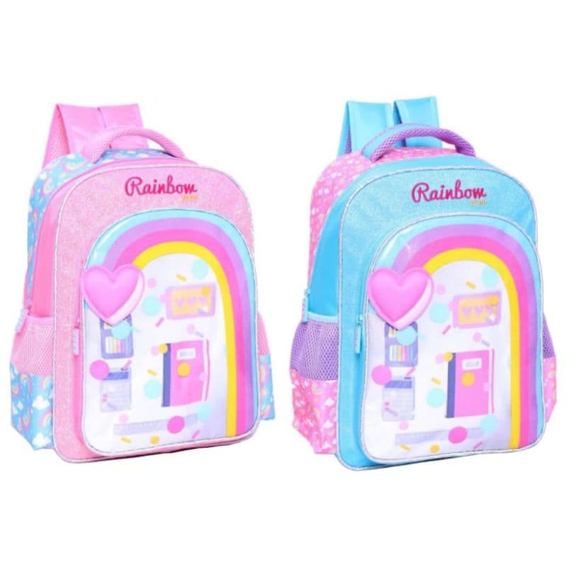 MOCHILA INFANTIL FEMININA ESCOLAR GARNDE E PEQUENA/ MOCHILA INFANTIL/ MOCHILA ESTILOSA/ MOCHILA 2026/ ARCO ÍRIS