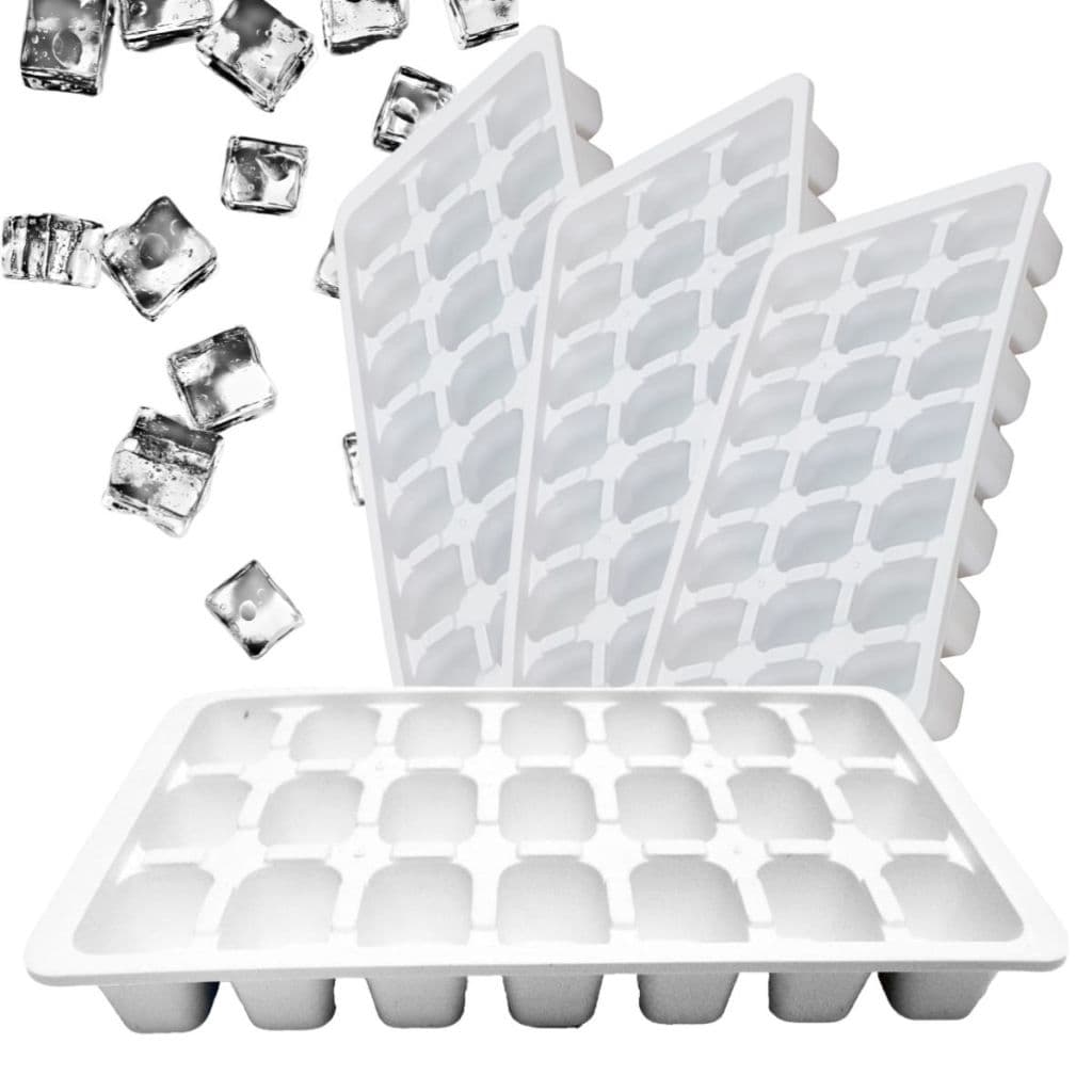 Kit 5 Forma De Gelo 21 Cubos Remove Fácil Branco 26x11x3cm Plástico Rigido Para Bebidas Drink Empilhável Cubo