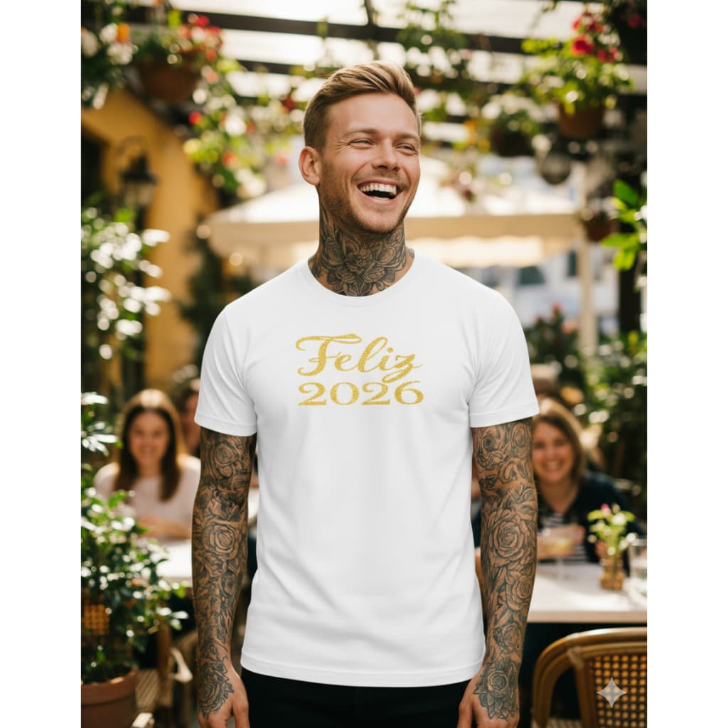 Camiseta "Feliz 2026" - Brilho Dourado | Celebre o Ano Novo | Estilo Exclusivo"